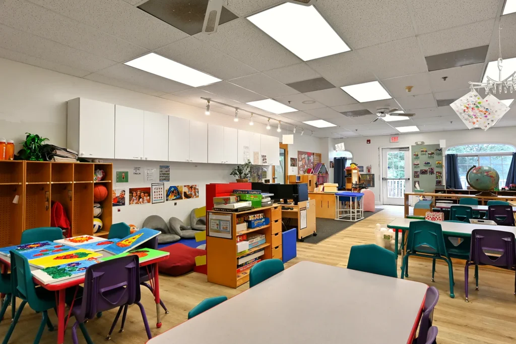 Pre-K art tables and classroom displays